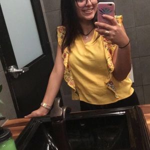 Summer Yellow with flowers crop top